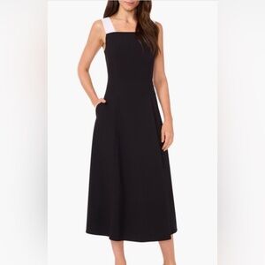 HALOGEN Contrast Strap Midi formal black dress Size M